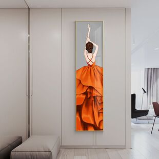入户门玄关装饰画细长条美女竖版客厅走廊过道酒店美容院墙壁挂画