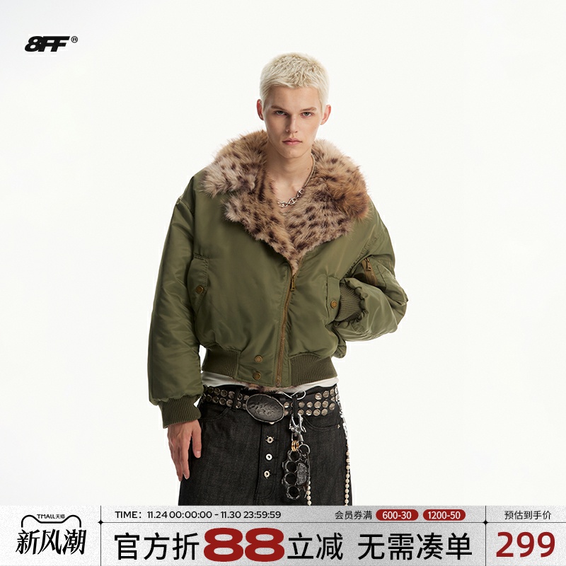 8FF大毛领加厚短款棉服外套