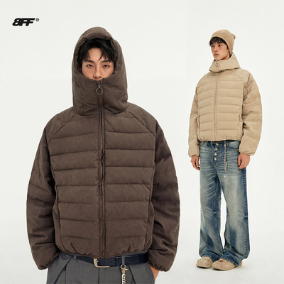 8FF大不相同/简约连帽排骨羽绒服复古高级90白鸭绒廓形百搭外套冬