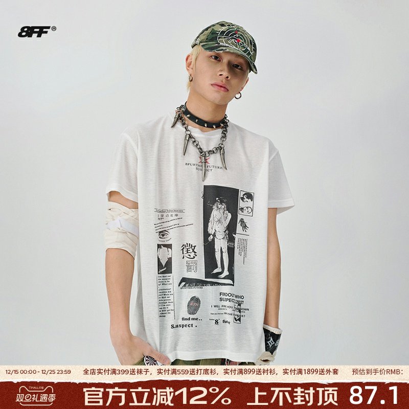 8FF/25SS Vintage康利印花华夫格短袖夏BoxyFit男女短宽版型T恤潮