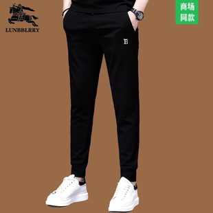 官方伦巴宝利娇休闲裤男秋冬季新款运动裤加厚束脚卫裤男士长裤子