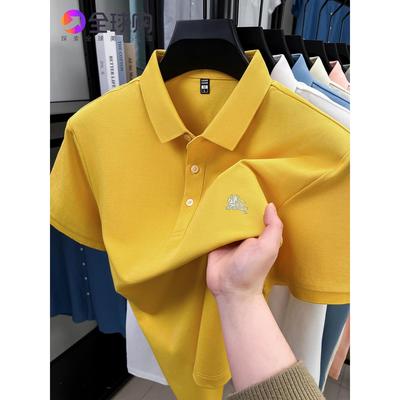 英伦巴宝利娇棉质翻领POLO衫男士夏季新款丝光棉免烫短袖品牌T恤