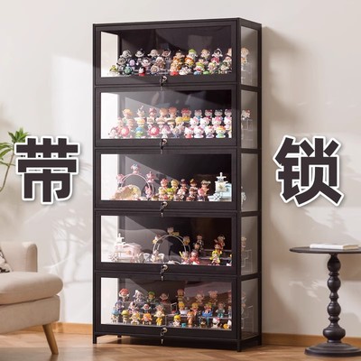 手办展示柜带锁亚克力展示架透明防尘模型公仔娃娃盲盒谷子展示