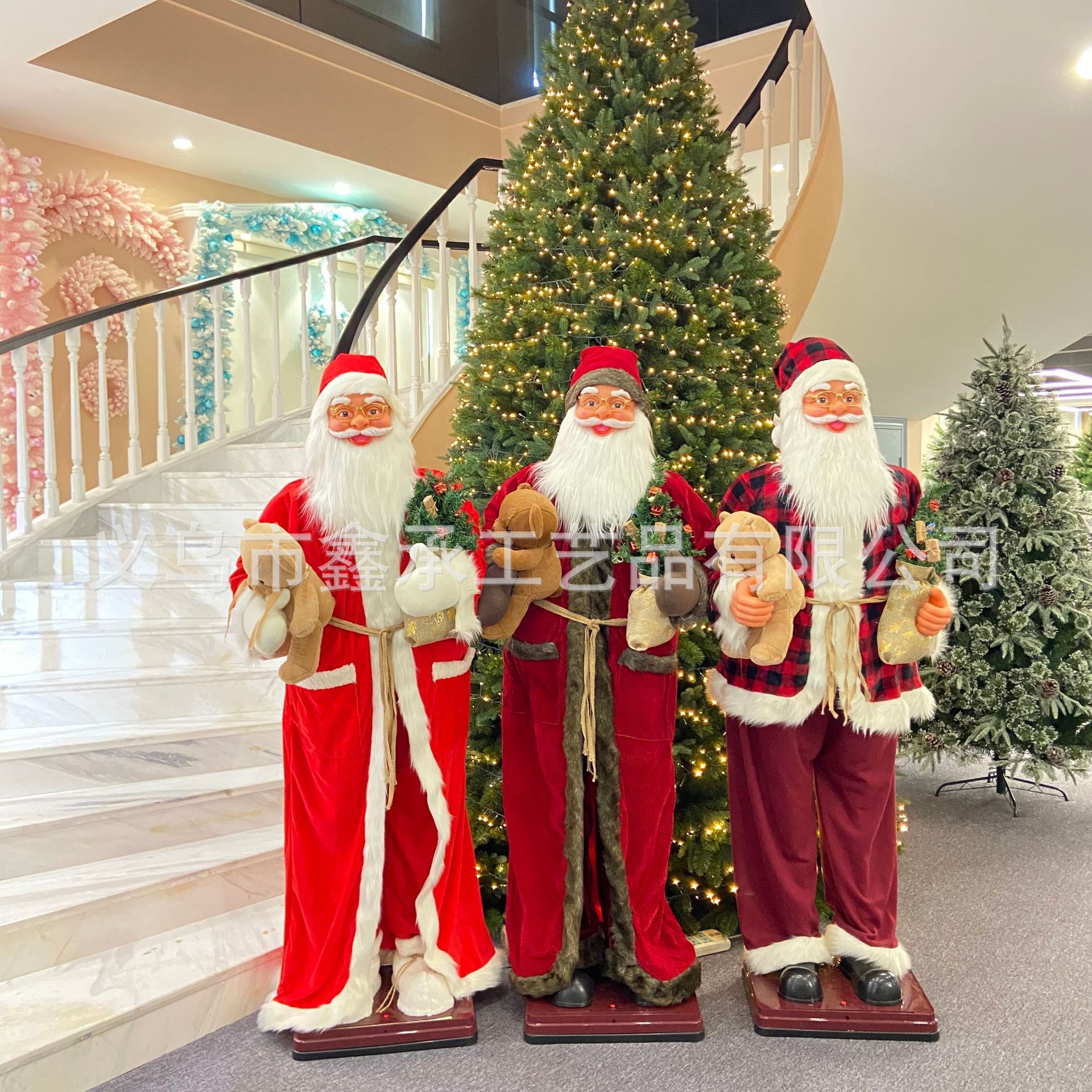 大号1米8电动圣诞老人摇摆音乐圣诞节迎客门摆件圣诞公仔装饰品