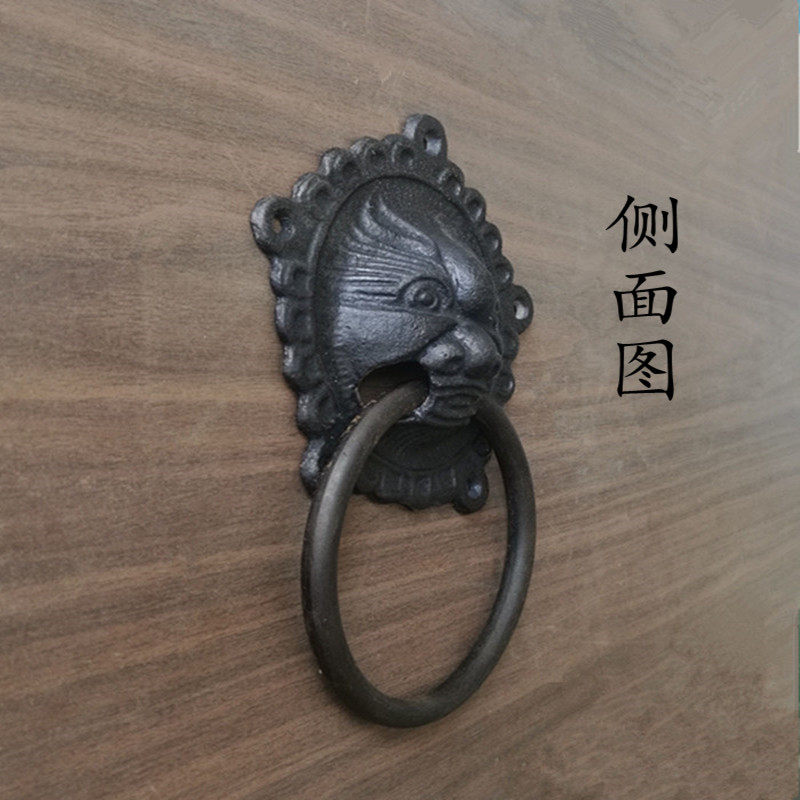 中式仿古铜配件四合院大门兽头把手虎头拉手大门铺首铁质拉环拉手