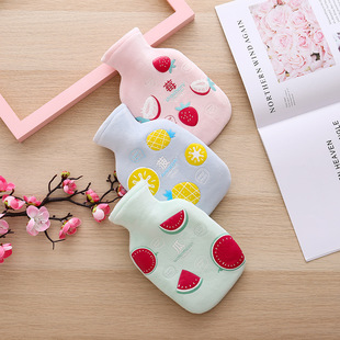 冬季迷你小热水袋毛绒布套热水袋暖手宝卡通水果加厚便携可拆洗