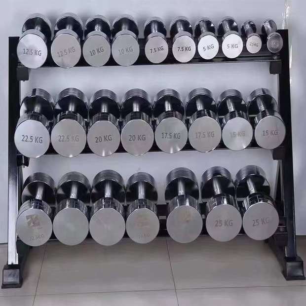电镀哑铃实心纯钢男女家用商用健身器材小哑铃一对装2.5kg-100kg