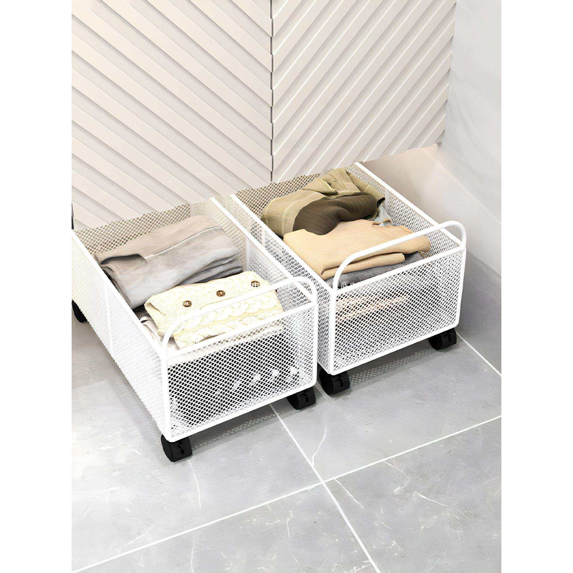 可移动脏衣篮洗漱台袜子收纳筐带轮小推车浴室柜下置物架洗衣篮子