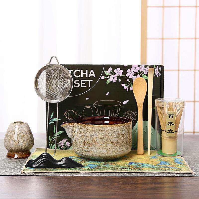窑变抹茶碗套装茶筅点茶打茶工具陶瓷茶碗日式家用搅拌器茶筅立