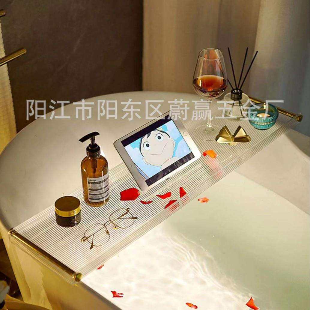 亚克力浴缸置物架卫生间泡澡洗澡间浴盆收纳架网红支架浴室架