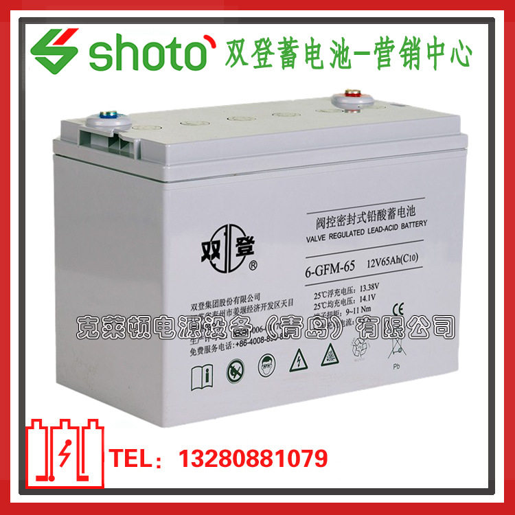 双登蓄电池6-GFM-65/12V65AH信号系统备用电源电力系统储能蓄电池