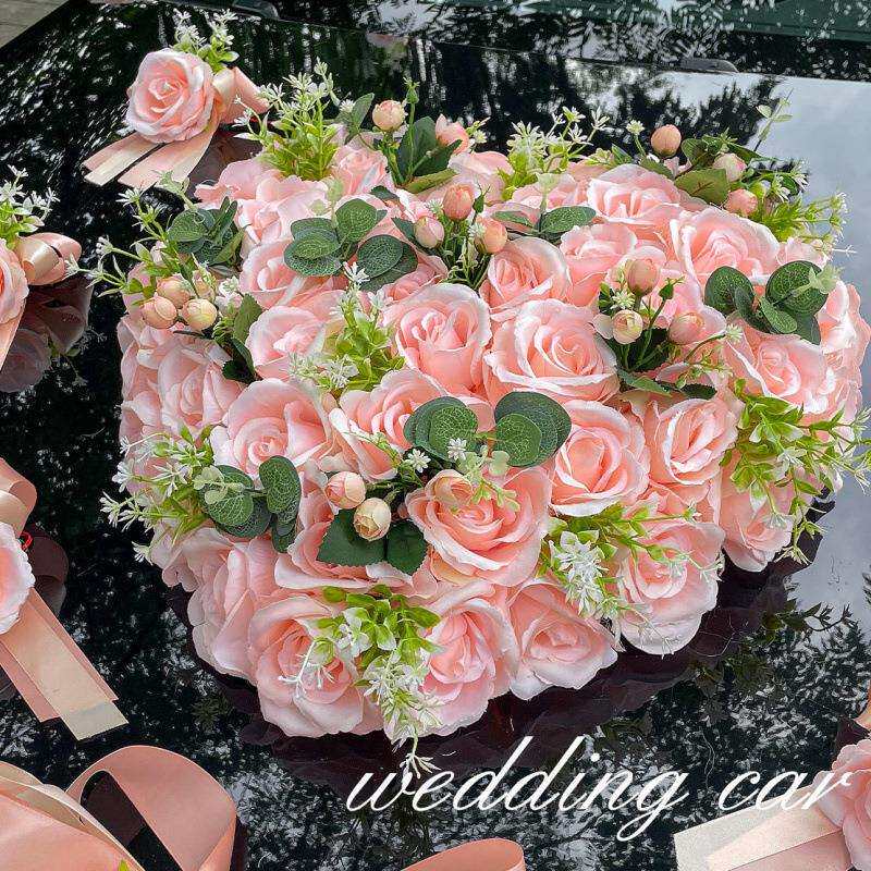 婚车装饰车头车花花车主婚车拉花结婚布置婚礼车队全套仿真花