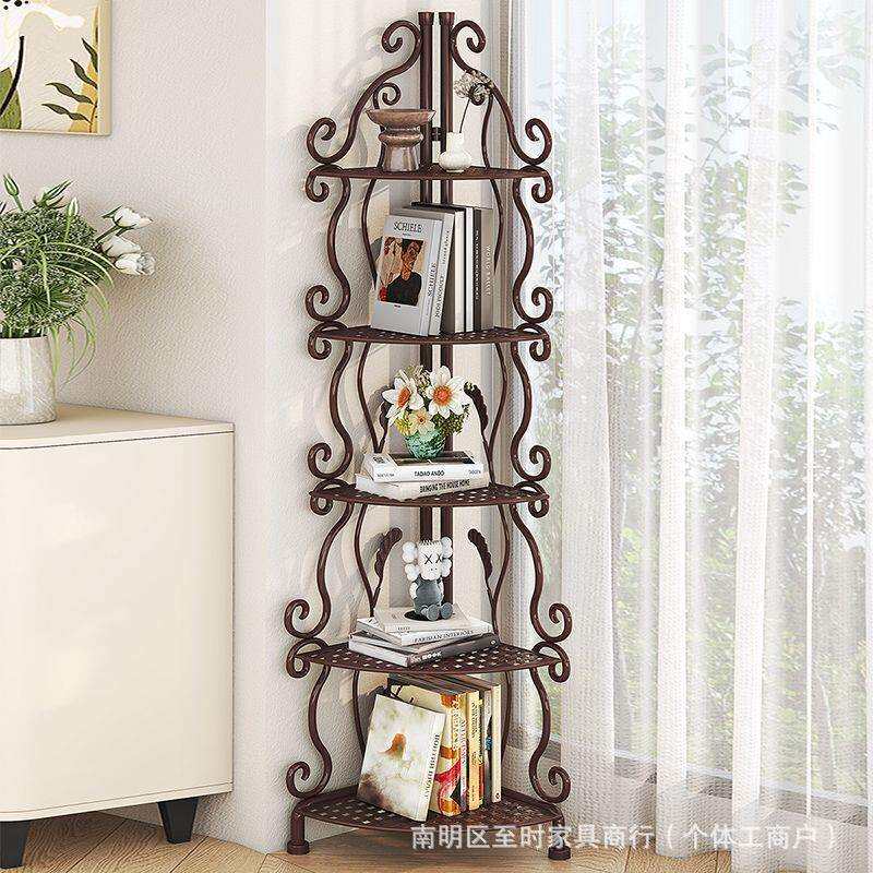 欧式铁艺浴室三角架置物架可折叠免安装落地卫生间洗手间厨房收纳