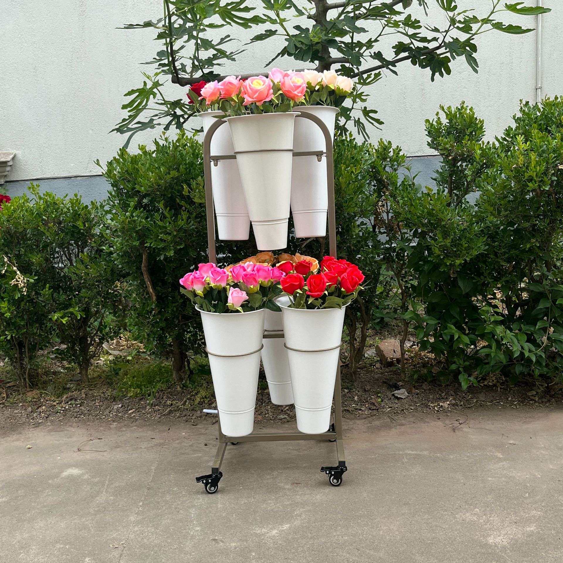 摆摊鲜花架展示架花店花架卖花可移动架子醒花桶架仿真花艺兰花架