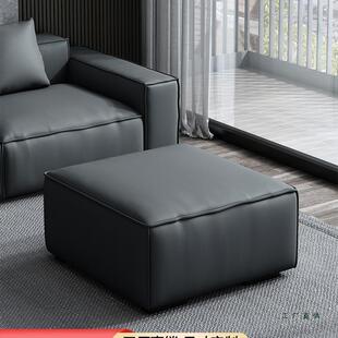 意式轻奢豆腐块沙发脚踏凳子猫抓皮搁脚凳客厅网红沙发凳真皮矮凳