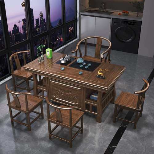 新中式实木茶桌椅组合小户型家用泡茶茶几烧水一体茶台茶具套装