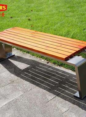 户外锈公园18869椅室外防腐木木不休闲铁座椅长椅庭院双人长钢条