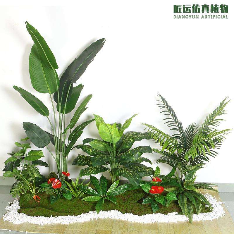 商场软装森系仿真植物假绿植造景室内装饰露营风仿真绿植造景组合