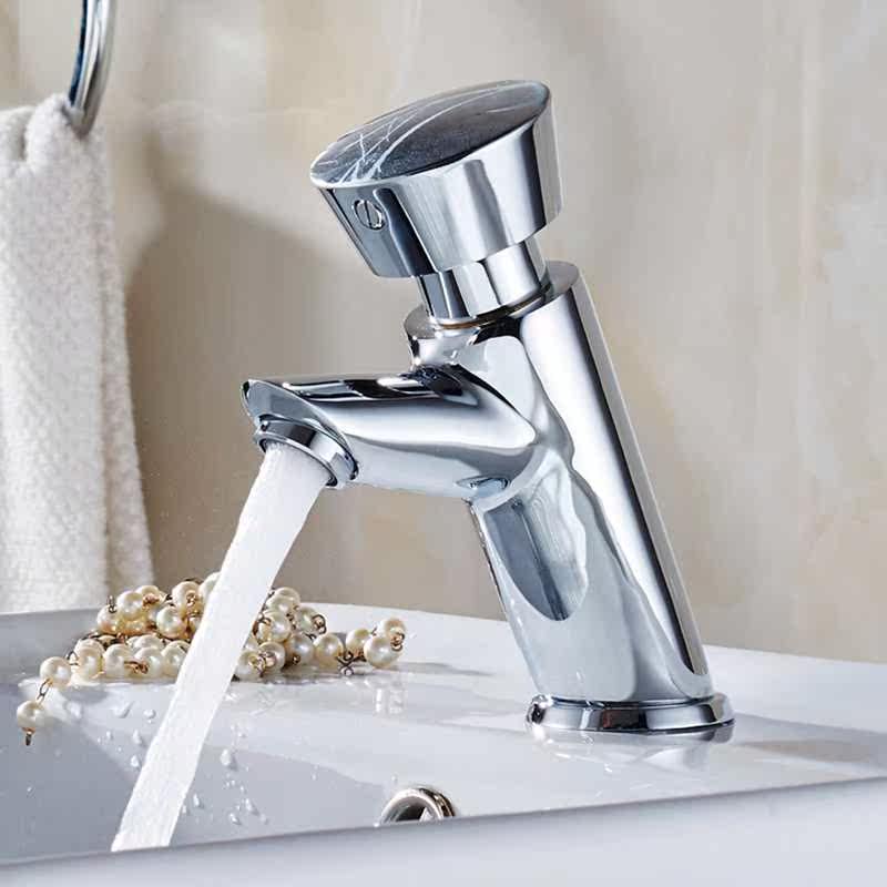 。高标电镀全铜单冷手按键按压式延龙头 公共场所洗手盆自闭时龙