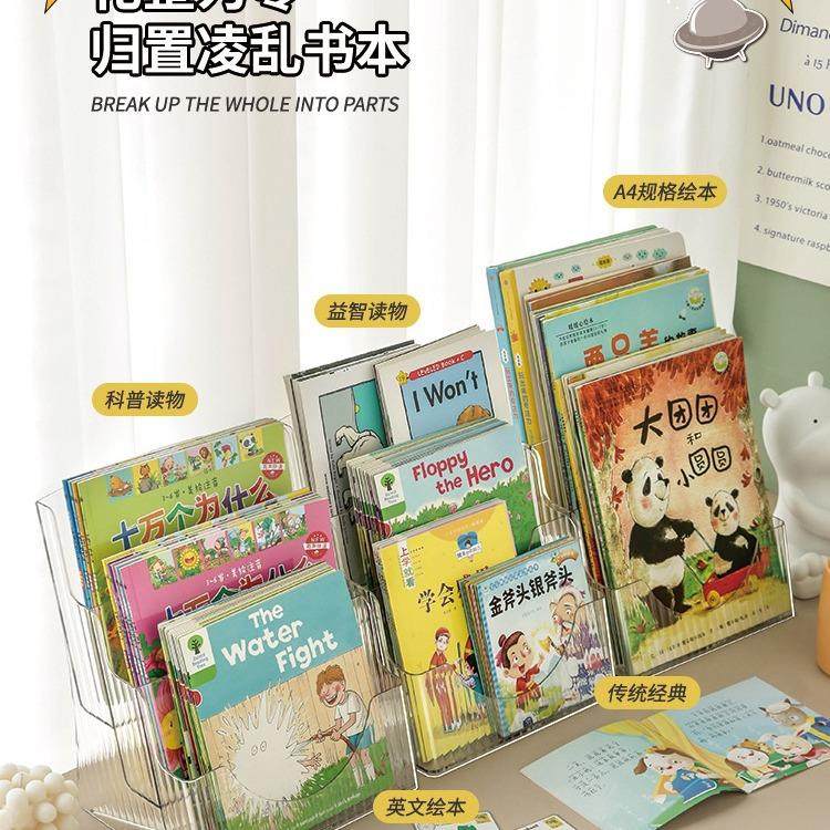 桌面书架儿童绘本收纳架床头柜牛津树整理盒透明多层亚克力小简易,收纳整理,书桌收纳置物架,淘宝优惠券,粉丝福利购,淘宝优惠卷