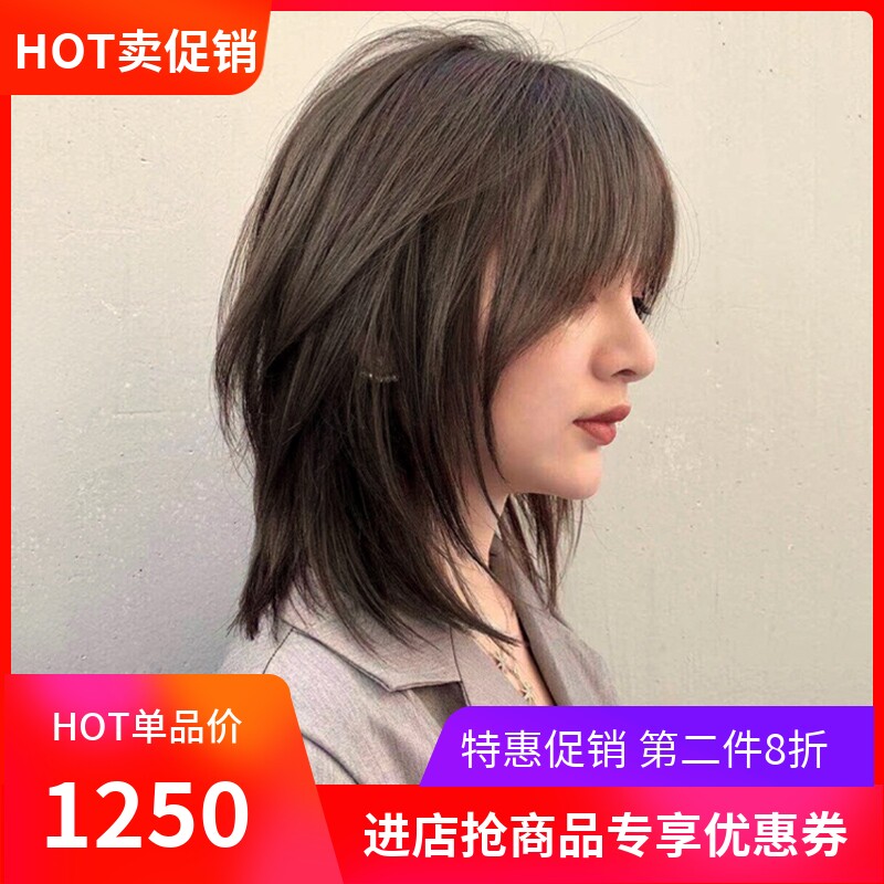 假发短发女真发全真人发全头套bobo自然中长锁骨发真人发丝假发套
