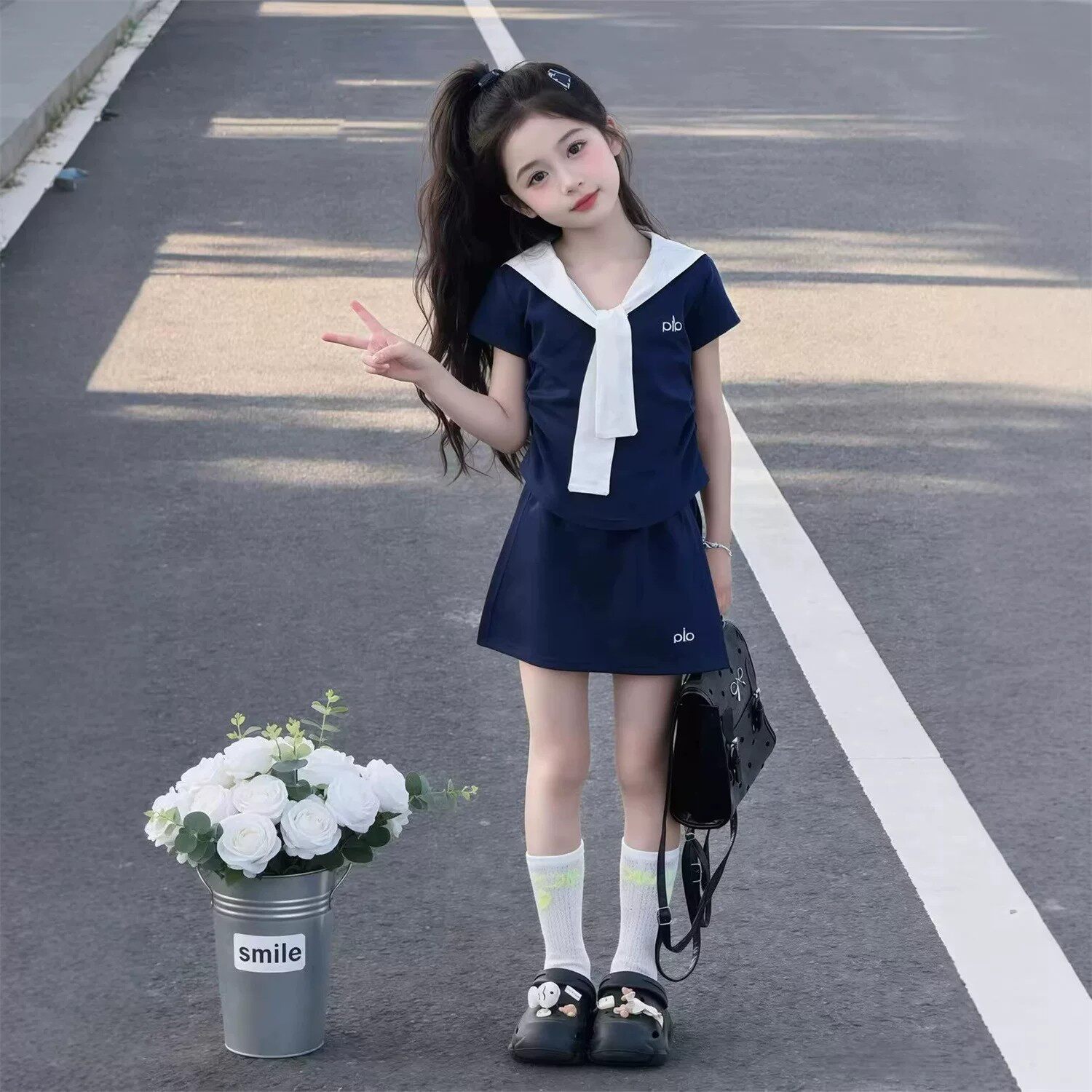 女童套装裙2026新款儿童裙子小孩洋气女孩短袖夏季女大童夏装衣服