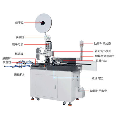 新品全自动单头五线打端沾锡机多功能一头铆压一头浸锡电子线压着