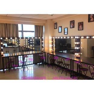 9U专业影楼化妆台带灯工作室彩妆镜台培训学校铁艺化妆桌剧组梳妆