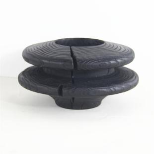 销售手工制作碳化栗木双层黑色花瓶家居别墅两层造型装饰摆件