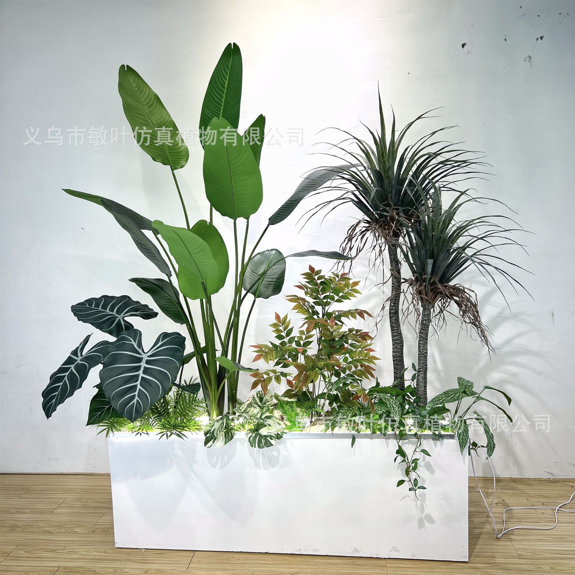 仿真植物造景设计心叶榕龙舌兰仙人柱软装陈列商业美陈落地绿植图片