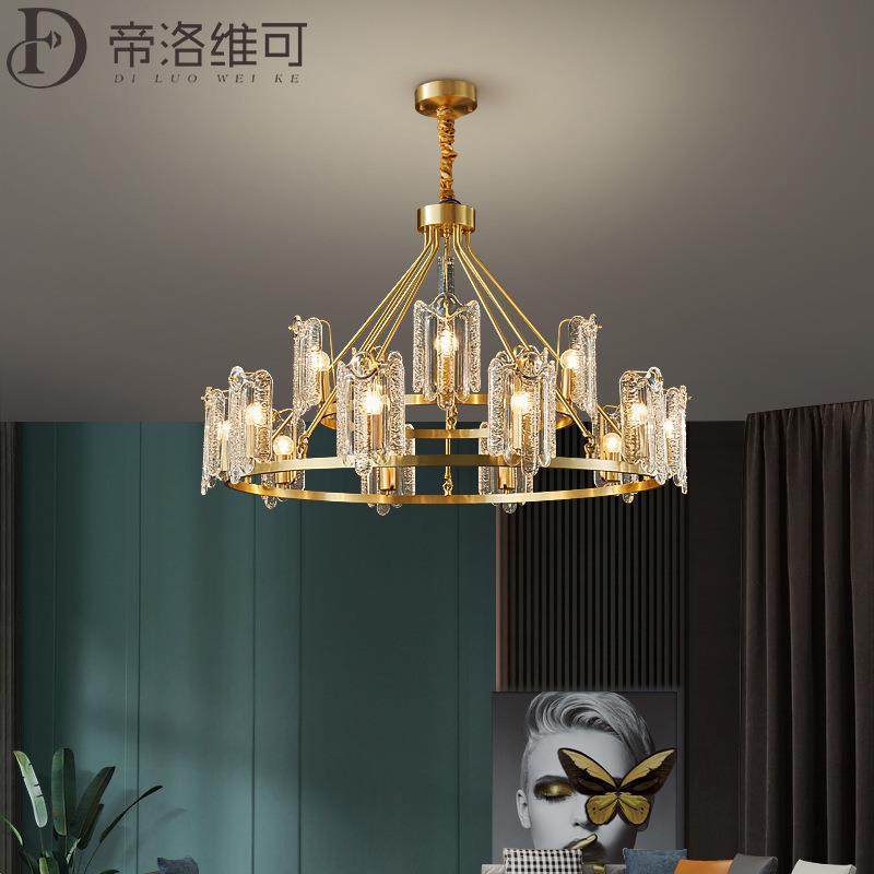 全铜别墅中空复式楼客厅大吊灯楼梯间长loft公寓轻奢挑空挑高跃层