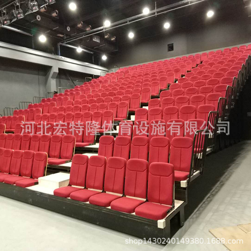 软包礼堂排座椅会议室 电动布艺折叠伸缩看台 室内影剧院抽屉看台
