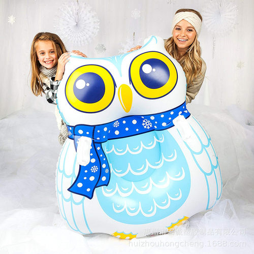 充气滑雪圈可爱图案儿童滑水圈耐寒PVC滑雪板猫头鹰火烈鸟滑雪圈