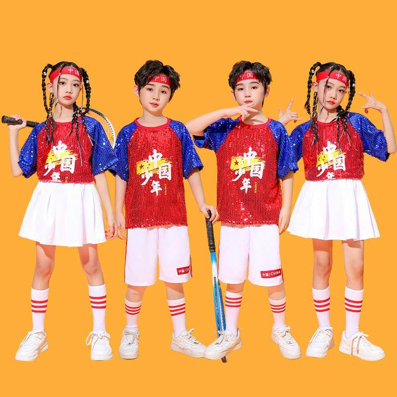 六一儿童啦啦操队表演出服小学生国潮运动会男女舞蹈足球宝贝服装