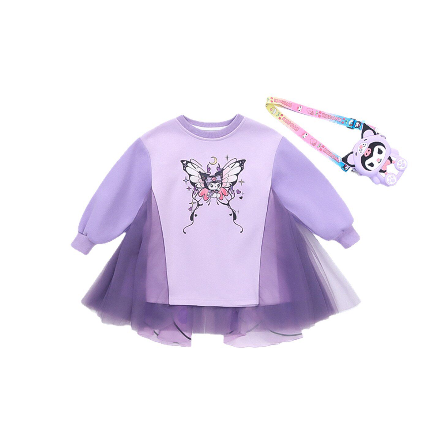 女童连衣裙春季女孩洋气蝴蝶裙子2026新款春秋宝宝翅膀飞袖公主裙