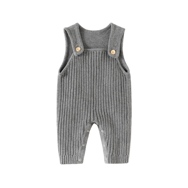 韩版纯色婴儿连体衣纯棉a类ins风婴儿背带裤春秋款婴儿毛线裤