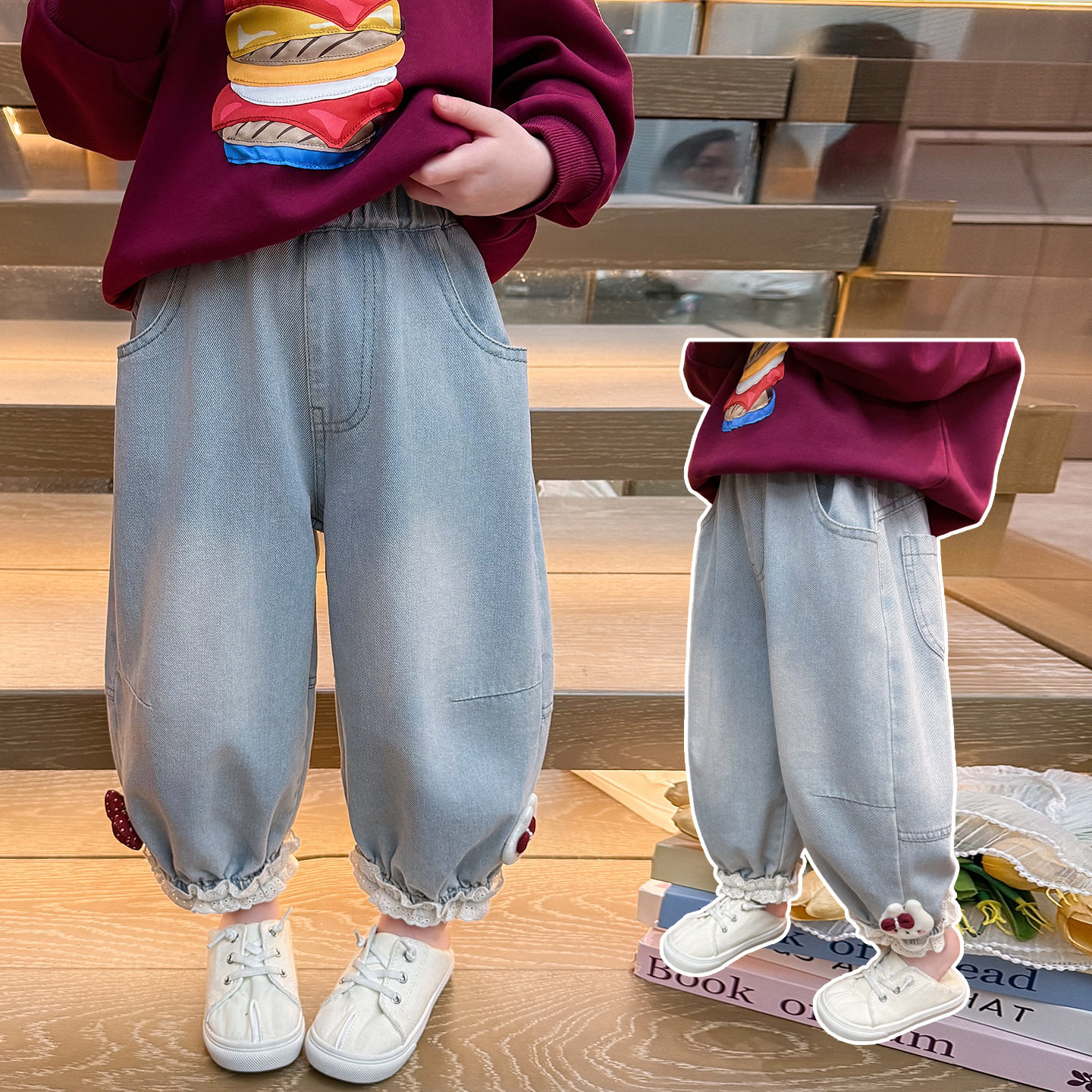 女童牛仔裤春秋款2026新款宝宝春季休闲裤儿童装春装裤子潮