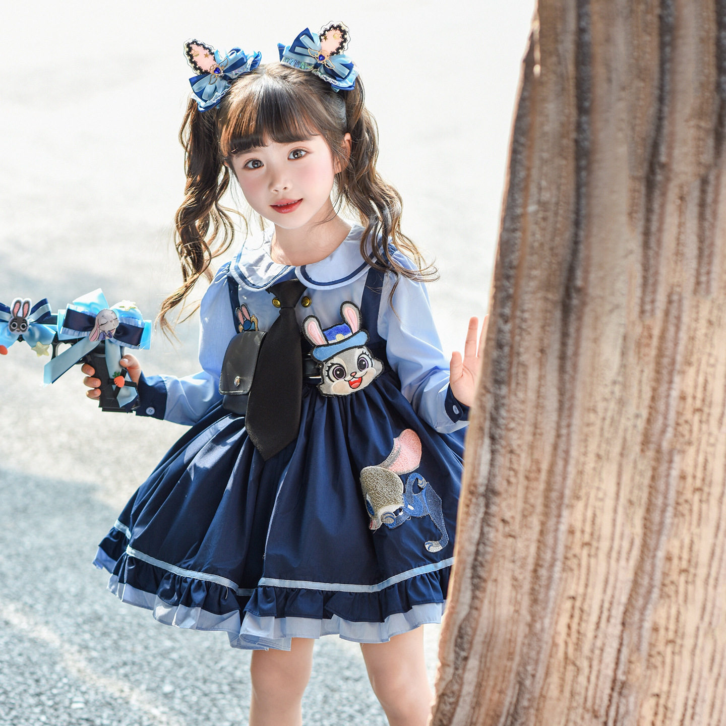 女童兔子警官洛丽塔衣服儿童春秋款朱迪长袖连衣裙蓬蓬裙子