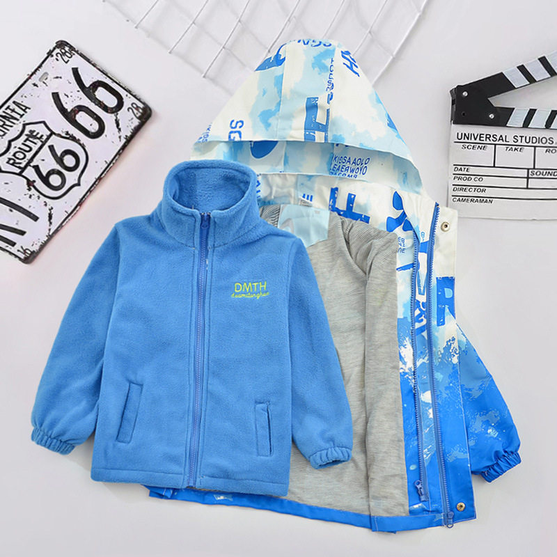 男童春秋装儿童三合一冲锋衣2025新款休闲外套中大童冬季加绒上衣