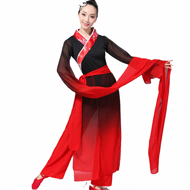 2018新款夏季古典舞演出服女飘逸成人水袖舞蹈服装惊鸿采薇演出服