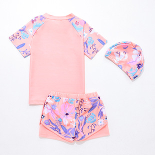 速干分体两件套潮 中大童训练专业泳装 库洛米女童泳衣套装 新款