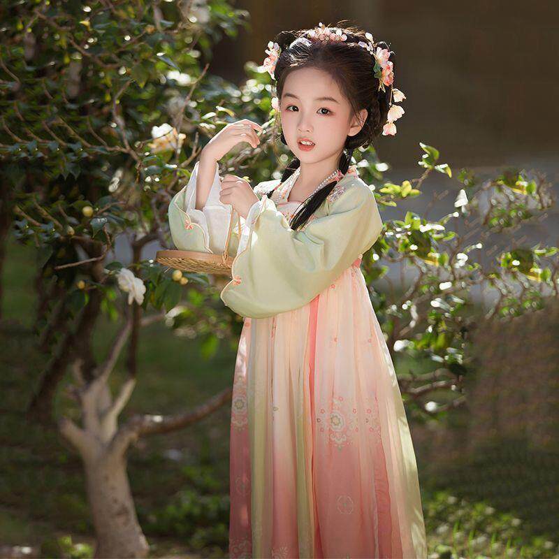 2025春秋新款女童小女孩汉服古风古装连衣裙超仙儿童唐装