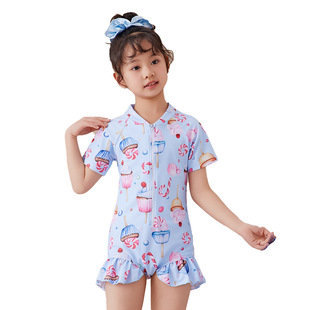 可爱卡通儿童泳衣女童温泉度假洋气舒适水上乐园女小童泳衣