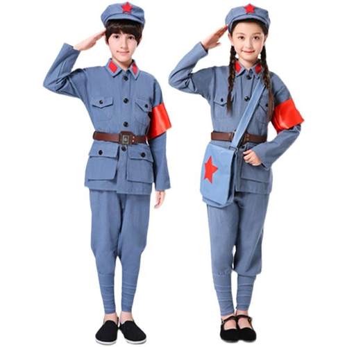 儿童红军演出服小八路军长征表演服装少儿闪闪红星节日合唱新四军