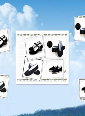 成人儿童演出服装八路军布鞋军装鞋老北京红军黑色专用布鞋男女鞋