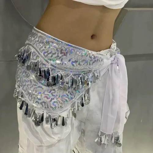新款爵士腰带jazz肚皮腰炼 炼 亮片流苏臀巾腰巾配饰百搭潮牌街舞
