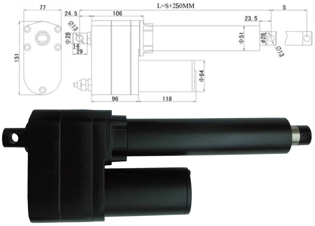 工业级电动推杆大推力800kg直流电12v24v36v48v升降器伸缩杆电缸