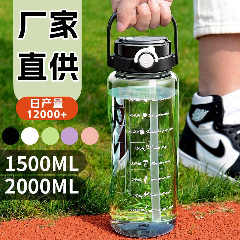 夏天大容量运动双饮口提手水杯带