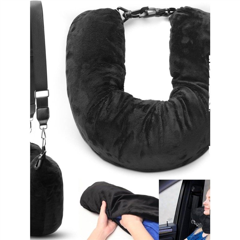 跨境新款多功能U型枕头可填充衣服行李枕套柔软毛绒出差旅行收纳