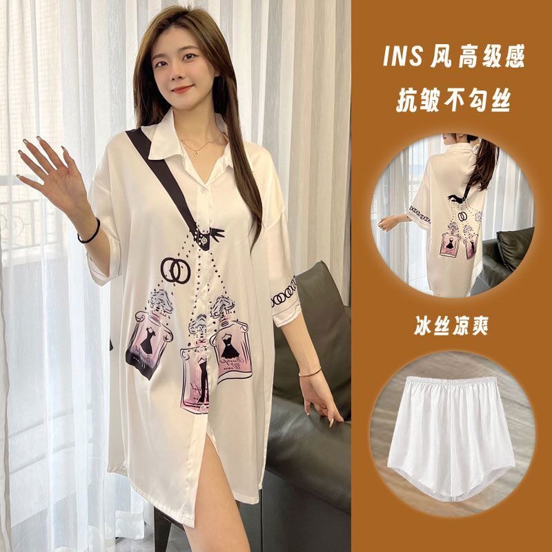 今年夏季中长款冰丝薄款短袖网红